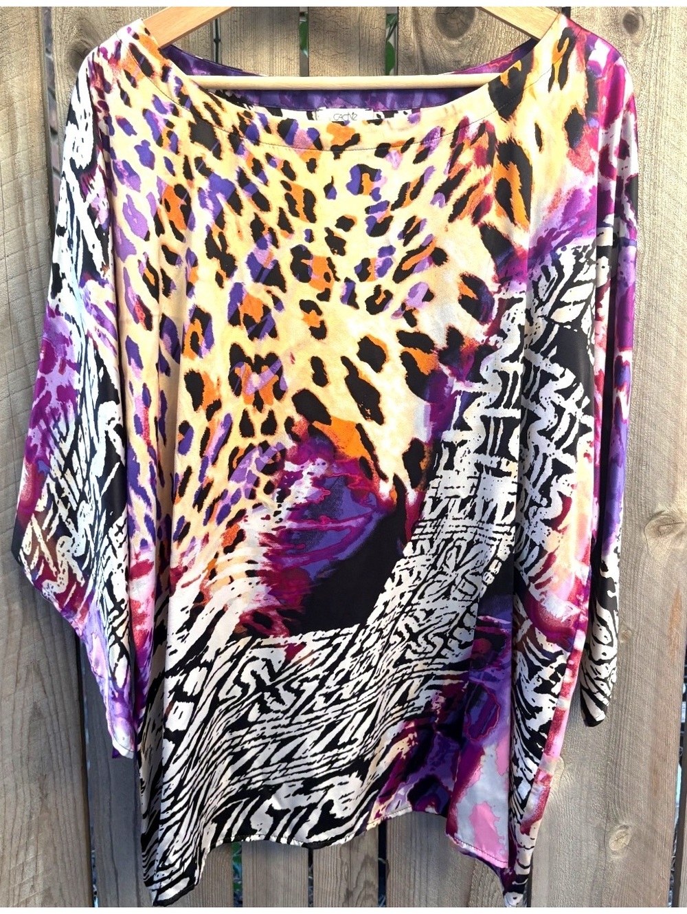 Cache Women's 100% Silk Cheetah Printed Relaxed Fit Blouse #maximalism #mobwife